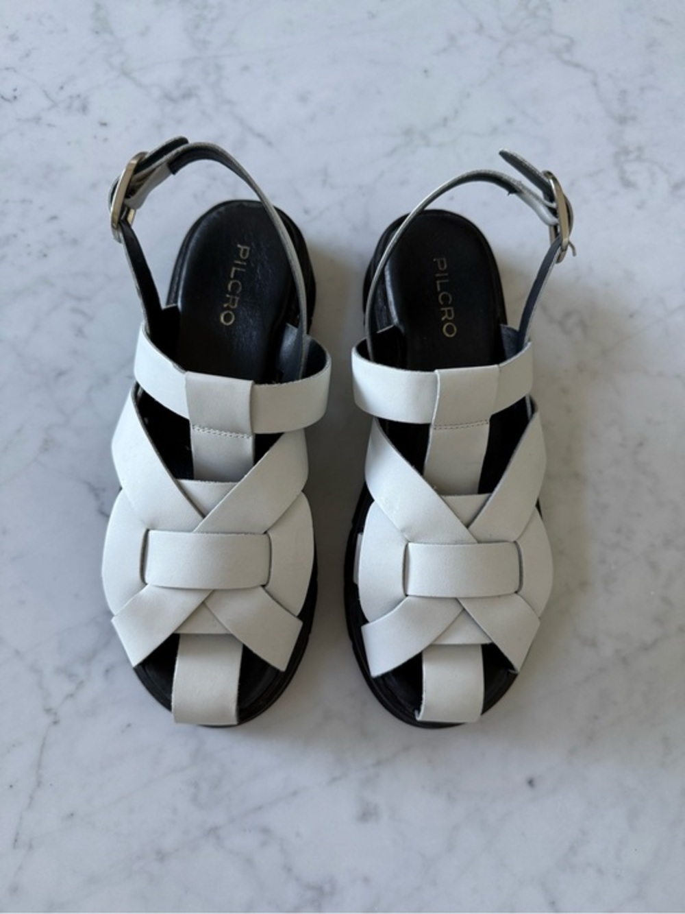 Pilcro Anthropologie White Leather Fisherman Sandals EU 40